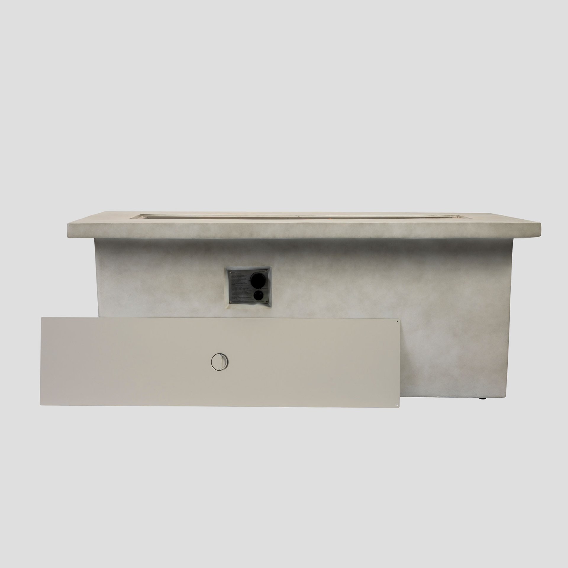 Concrete 60" Rectangular Propane Gas Fire Pit Table With 60000 Btu For Outdoor Spaces - Light Gray - Image 4
