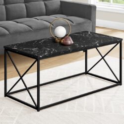 Table, Rectangular, Marble Look Contemporary & Modern - Black