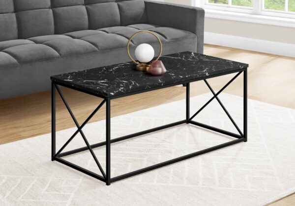 Table, Rectangular, Marble Look Contemporary & Modern - Black