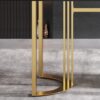 63" Modern Artificial Stone Curved Golden Metal Leg Dining Table, 6 People - Black / Gold - Image 8