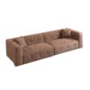 Tofu Block Sofa Modern Design Fabric Three Seat - Brown - Image 7