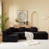 Modular Sectional Couches For Living Room With Deep Seat, L Shape Cloud Sofa Couch, High Density Memory Foam, Boneless Upholstered Couchesy - Black - Image 2