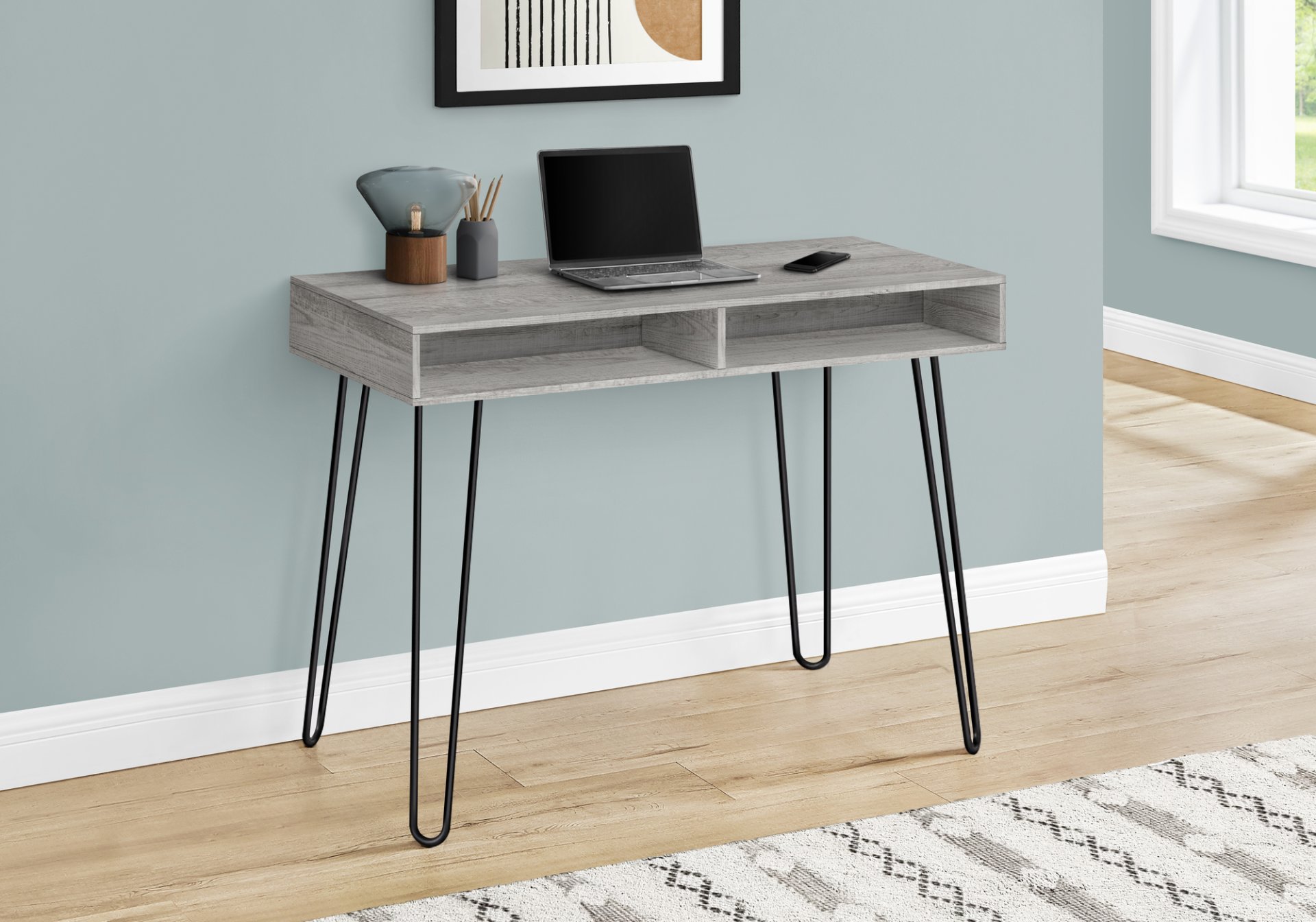 Computer Desk, Home Office, Laptop, Left, Right Set-Up, Storage Drawers, Work, Contemporary & Modern - Gray - Image 4