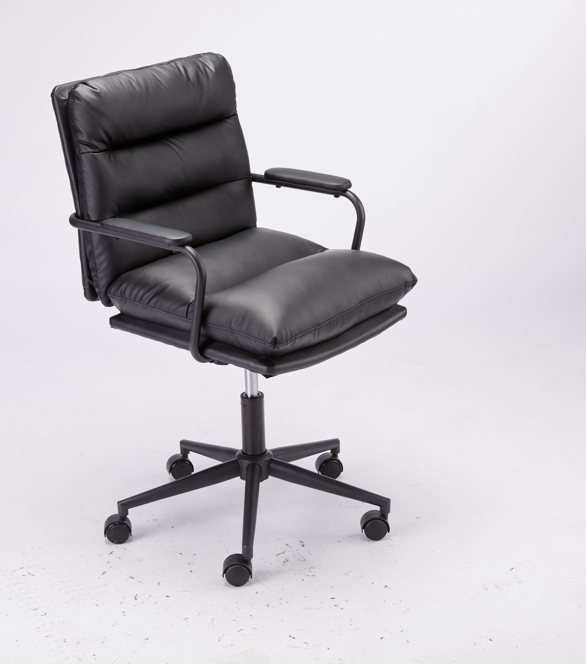 Office Chair Mid Back Desk Chair Modern Excutive Office Chair With Arms And Wheels For Home Office - Black - Image 8