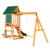 Outdoor Swing Set 3 In 1 With Slide, 2 Swings, And Climber - Green - Image 13
