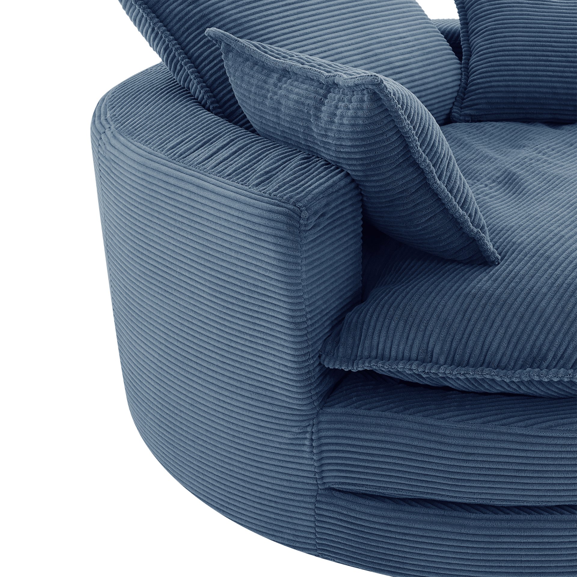 Modern 360° Swivel Sofa Chair With Dual Layer Cushion And Removable Pillows - Blue - Image 15
