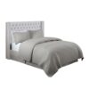 Queen Size Upholstery Headboard With Tufted Buttons And Nailhead Trim - Gray - Image 4