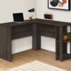 Computer Desk, Home Office, Corner, Storage Shelves, L Shape, Laptop, Contemporary & Modern - Oak - Image 3