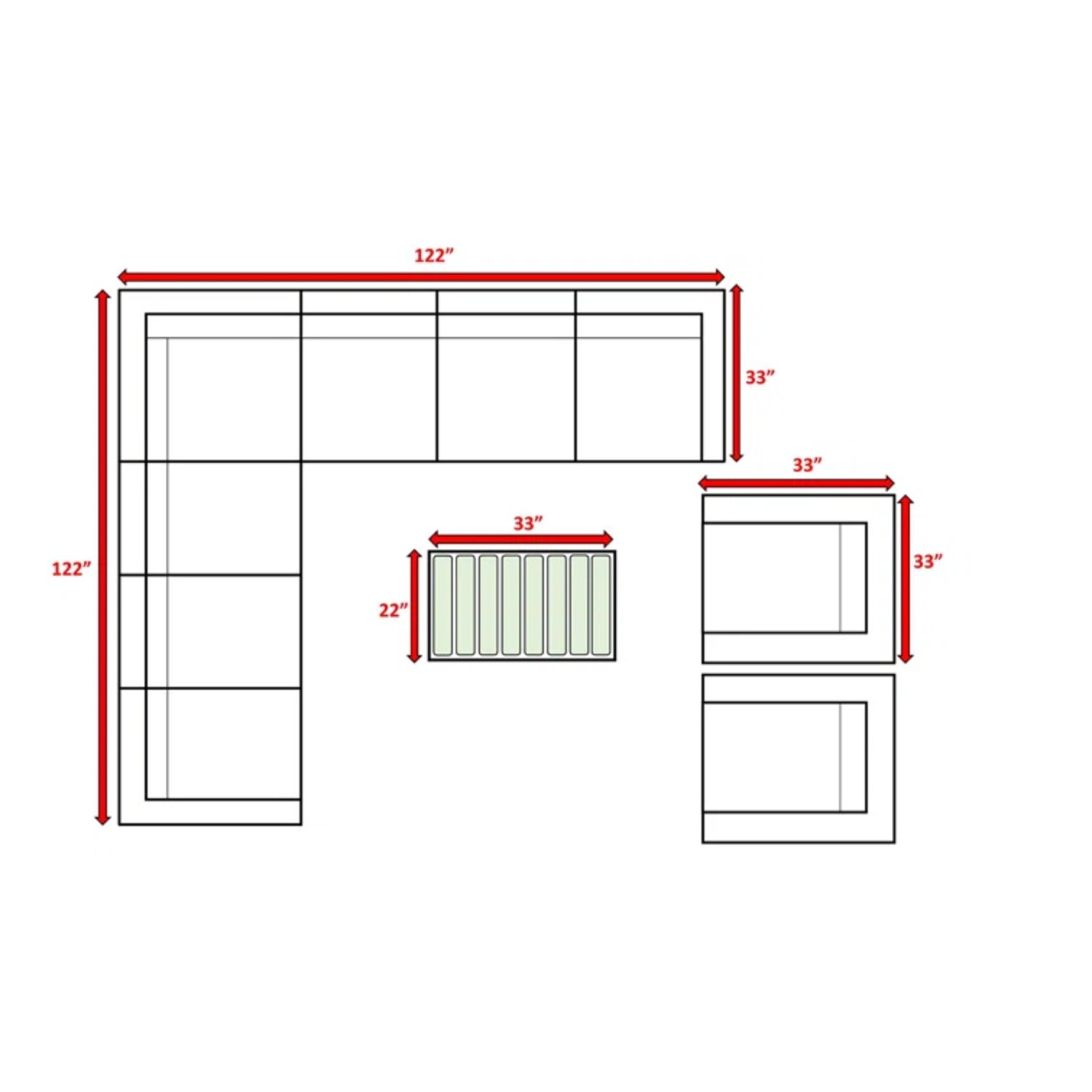Modern 8 Person Outdoor Seating Group With Cushions - Gray Mix - Image 3