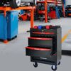 Rolling Metal Tool Chest With 4 Drawers, 20" Steel Storage Cabinet With Ball Bearing Slides - Black / Red - Image 3