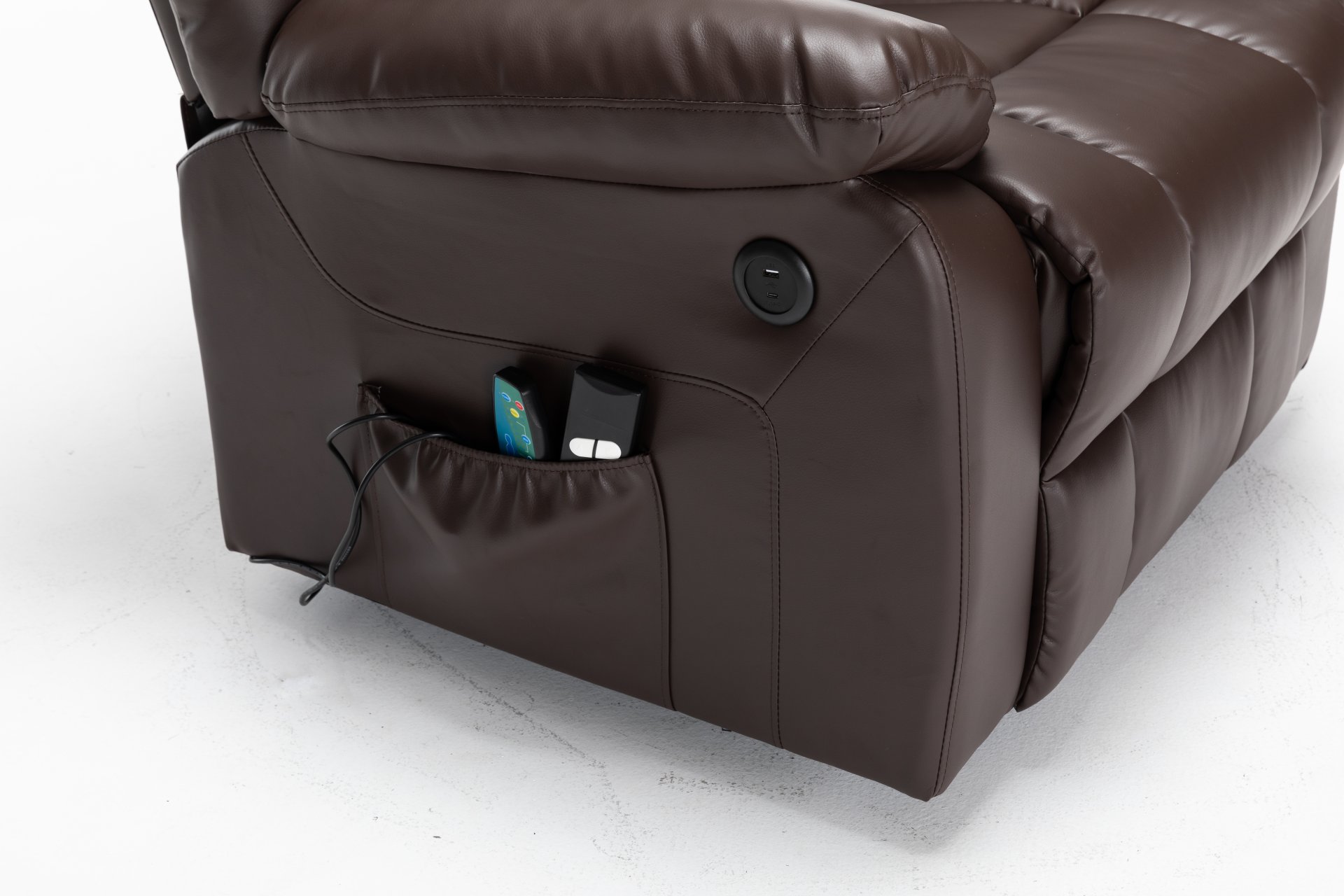 Electric Power Massage Recliner Chair - Dark Brown - Image 17