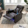 Power Recliner With Storage Arms, Cupholders, Swivel Tray Table And Cell Phone Stand - Brown - Image 5