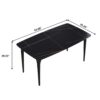 63" Artificial Stone Black Curved Black Metal Leg Dining Table, 6 People - Black - Image 3
