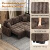 L-Shape Sofa Bed Pull-Out Sleeper Sofa With Wheels, USB Ports, Power Sockets For Living Room - Brown - Image 6