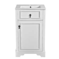 Bathroom Vanity With Sink, Soft Close Door, Adjustable Shelf, And Door Mounted Storage Rack - White