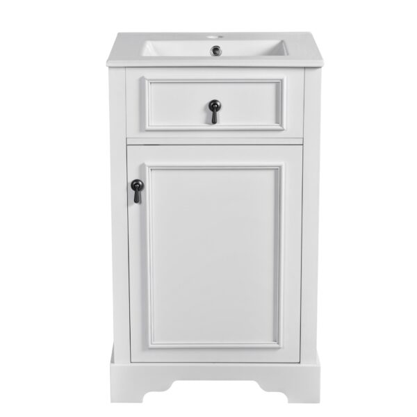 Bathroom Vanity With Sink, Soft Close Door, Adjustable Shelf, And Door Mounted Storage Rack - White