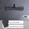 Luxury Bathroom Ceiling Mount 12" Rain Mixer Shower System With Brushed Nickel - Matte Black - Image 4