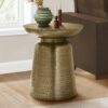 Drum Accent Side Table, Durable Construction, Contemporary & Modern - Gold - Image 8