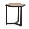 Outdoor Side Table With Iron Base And Slatted Top - Brown - Image 5