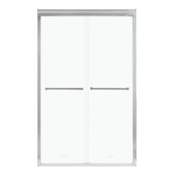 Modern Semi Frameless Bypass Sliding Shower Enclosure, Tempered Glass - Chrome