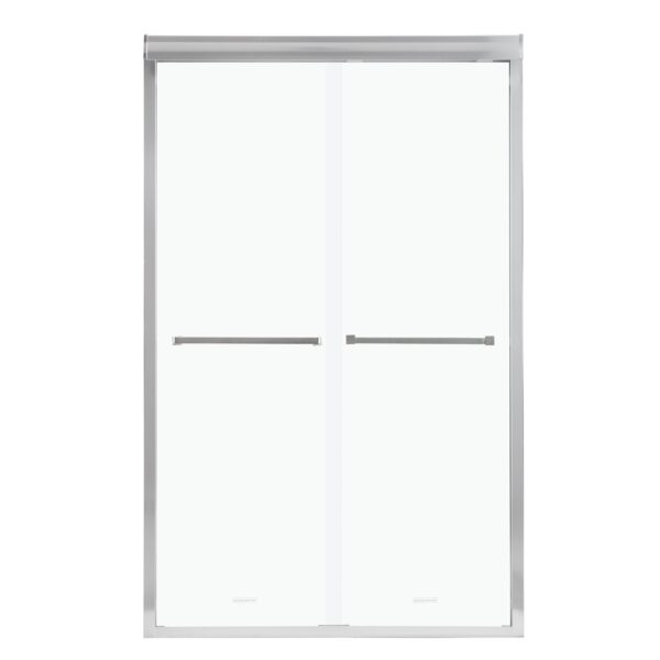 Modern Semi Frameless Bypass Sliding Shower Enclosure, Tempered Glass - Chrome