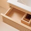 Wall Mounted & Floating Single Vanity With Ceramic Sink - Natural Walnut - Image 8