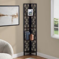 Bookshelf, Bookcase, Etagere, Corner, 4 Tier, For Office, Transitional - Espresso