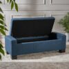 Empower - Button Tufted Waffle Upholstered Storage Ottoman With Wood Legs - Navy Blue - Image 7