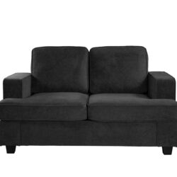 Modern Loveseat, Comfortable 2 Seater Couch With Deep Seating And High Density Foam, Loose Back Cushions, Wide Arms - Black