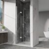 Frameless Bi Fold Pivot Shower Doors, Clear Tempered Glass, Reversible - Chrome - Image 4