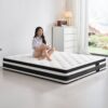 12" Full Size Hybrid Mattress Breathable Cool Knitted Cover Soft Memory Foam Individual Pocket Spring - White / Black - Image 2