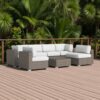 6 Person All Weather Wicker Patio Set With Premium Cushions - Gray Mix - Image 3