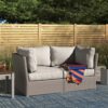 Outdoor Loveseat & Cushions - Gray Mix - Image 3
