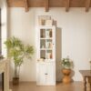 Retro Style Hutch Cabinet With Single Glass Door, China Cabinet For Home, Office, Or Studio - White - Image 2