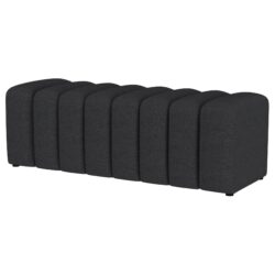 Upholstered Tufted Accent Bench With Round Legs - Charcoal