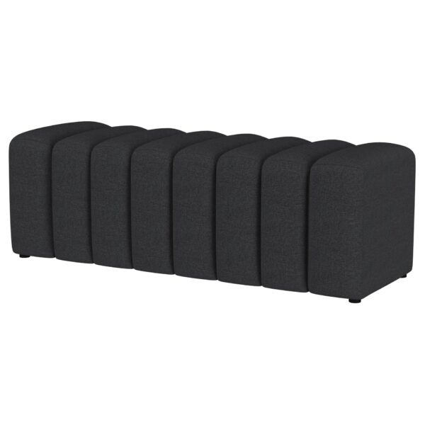 Upholstered Tufted Accent Bench With Round Legs - Charcoal
