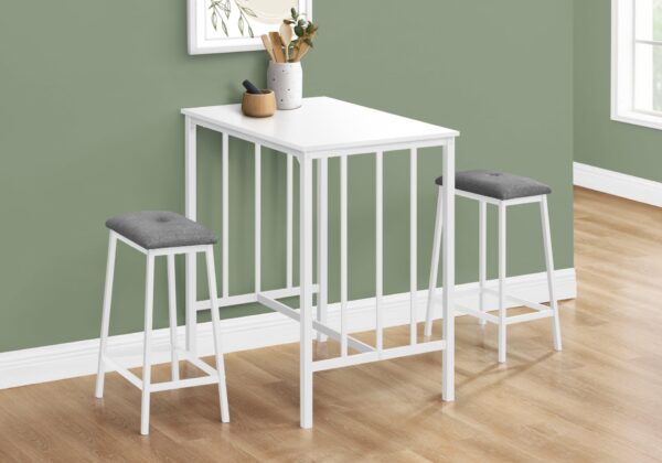 3 Pieces Dining Set, Counter Height, Rectangular, Small, Contemporary & Modern - White