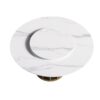 59.05" Modern Artificial Stone Round Panel Metal Iron Base Dining Table, Can Accommodate 8 People Artificial Stone Turntable (Not Including Chairs) - White / Black - Image 6