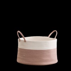 Francis - Cotton Round Laundry And Storage Basket - White / Brown