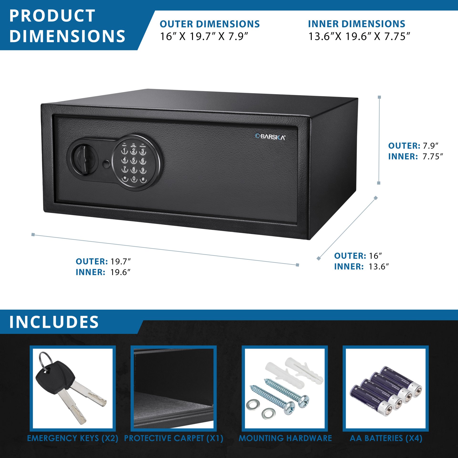 1 2 Cu Ft Digital Keypad Security Safe - Black - Image 3