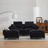 Modern Corduroy, Deep Seat Sectional Sofa With Ottomans, Comfortable Cloud Sofa - Black - Image 5