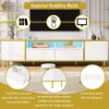 Modern TV Stand For TVs Up To 80", Entertainment Center With 2 Shelves And LED Lights, TV Storage Cabinet With 2 Drawers, 2 Cabinets And Metal Legs For Living Room - White - Image 8