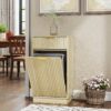 10 Gallon Tilt Out Trash Can Cabinet With Wave Textured Drawer - Oak - Image 4