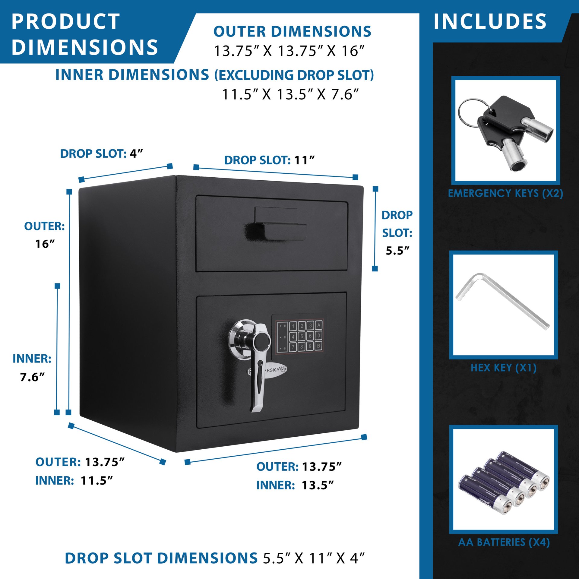 0 72 Cu Ft Keypad Depository Safe - Black - Image 3