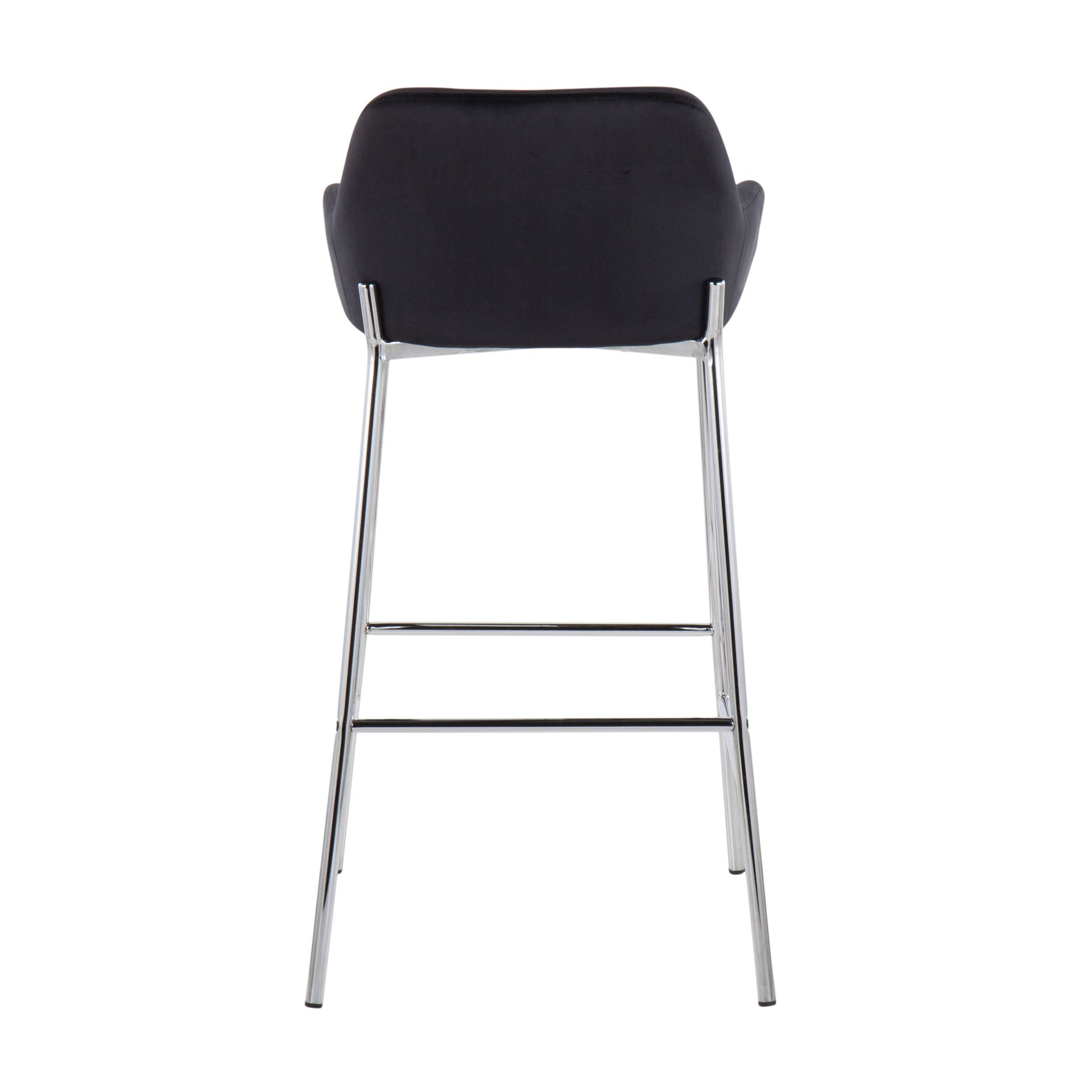 Daniella - Contemporary Fixed Height Bar Stool (Set of 2) - Chrome / Black - Image 5