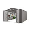 Large Metal Garden Shed With Double Door And Windows Waterproof Tool Shed - Gray - Image 13