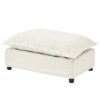 Modern Armchair Sofa Cozy Upholstered Sofa Chair With Movable Ottoman, Wide Seat, Curved Armrests And Soft Pillows Chenille - Beige - Image 17