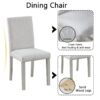 5 Piece Wooden Dining Table Set, Kitchen Table Set With A Square Table And 4 Upholstered Chairs, Wooden Dining Room Table With Crystal Decoration And Chairs Set For Kitchen, Dining Room - Silver Gray - Image 5