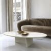 Snow Mountain Marble Coffee Table, Living Room Table, Unique Stone Design - White / Natural - Image 5
