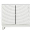 Elegant Sideboard With Sophisticated Wavy Pattern Doors And Arched Groove Design In A Stylish 4 Door Layout, Adjustable For Study, Entryway And Living Room - White - Image 10